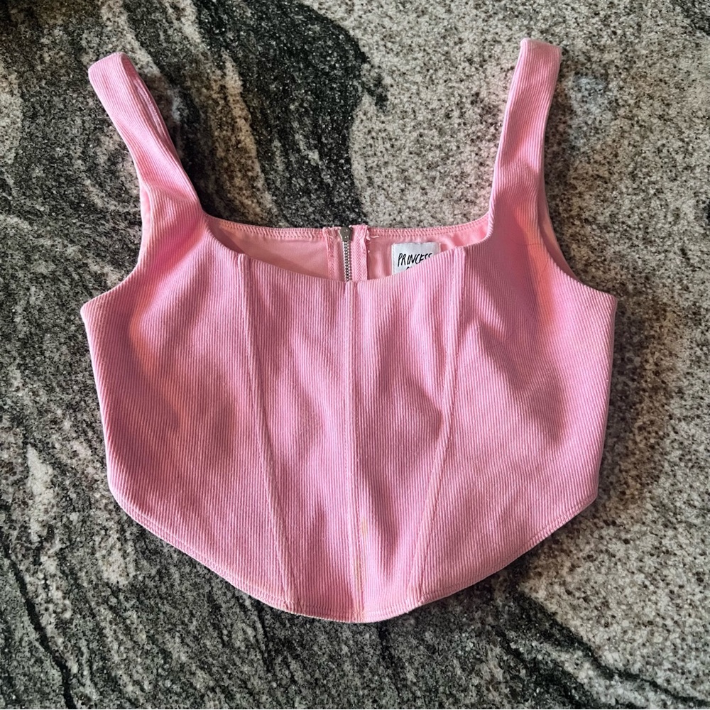 PRINCESS POLLY | Kaeshia Rib Bustier Bubblegum Pink Lower Impact Corset Top🩷